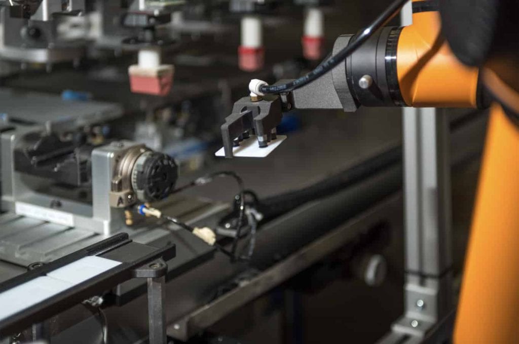 Collaborative Robots (Cobots) Work Alongside Westec Employees for Plastic Injection Molding Production Cobots working accurate plastic injection molding and secondary operations in our California facility Contract Manufacturing Services